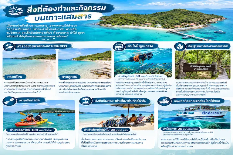 สิ่งที่ต้องทำและกิจกรรมบนเกาะแสมสาร