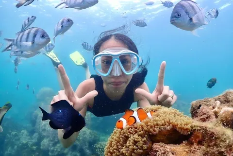 Snorkeling-at-Koh-Chuang-Samaesarn-discover-vibrant-coral-reefs-and-capture-photos-with-Nemo-the-clownfish